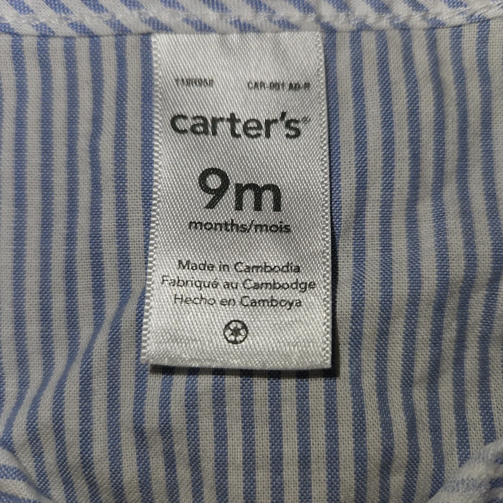 Carter's Blue and White Striped Button-Up Romper